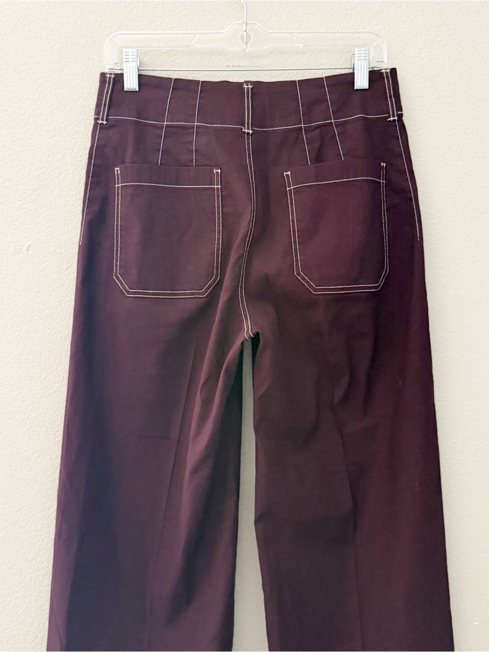 Anthropologie Maeve The Colette Crop Wide Leg Pant 28 Burgundy Wine Minimalist - Picture 9 of 12